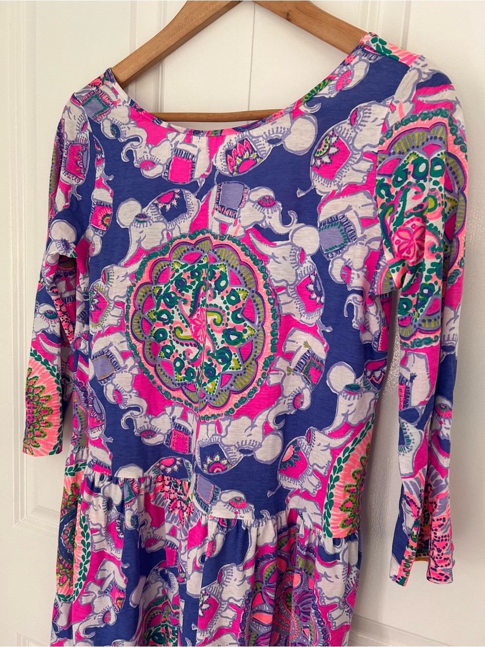 Lilly Pulitzer Girls Lynn Dress "Play That Trunky Music" elephant print XL 12-14